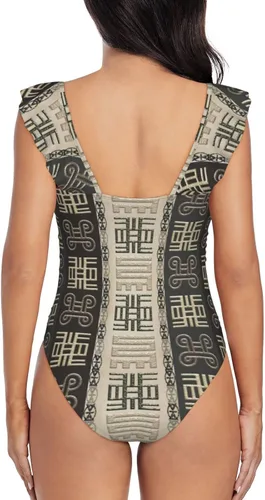 Vista 5 de DKJlitter Women's deep V-Neck Swimsuit, Ruffle Piece Swimsuit, Ruched Tummy Swimsuit
