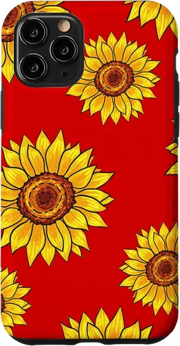 Vista 29 de Patrón de girasol en rojo vintage floral flor mujeres regalo caso para iPhone 17