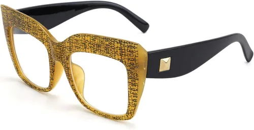 Vista 9 de FEISEDY Gafas cuadradas de gran tamaño Marco Gafas Mujeres B2475 Negro