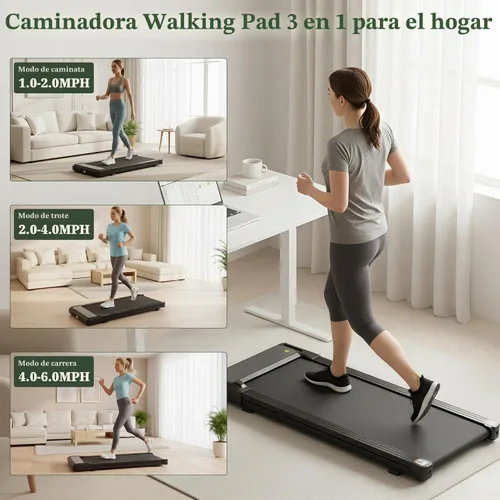 Vista 2 de Walking Pad Under Desk, 3 in 1 Portable Treadmills for Home Small Space Negro