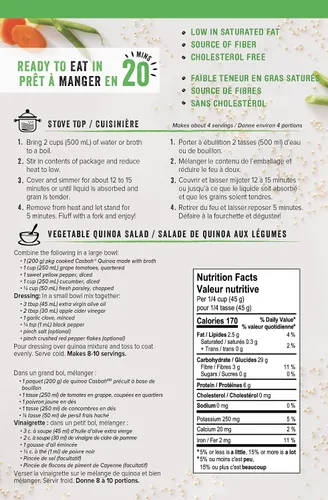 Vista 2 de Casbah Quinoa, grano entero, orgánico, 7 onzas (paquete de 6), súper grano, perfecto para hacer guarniciones fáciles y sabrosas, vegano y vegetariano
