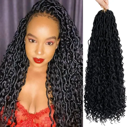 Vista 29 de 8 pulgadas Goddess Faux Locs pelo de ganchillo para mujer negro 7 paquetes de rastas estilo bohemio río para mujeres niños cabello pre rizado