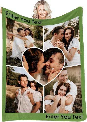 Vista 20 de Manta personalizada con fotos, texto, fotos personalizadas, mantas para adultos y niños, cumpleaños familiar, 1 foto, 50 x 40 pulgadas