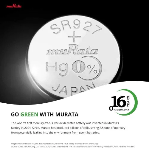 Vista 4 de Murata 362 Batería SR721SW 1.55V Celda de botón de reloj de óxido de plata (5 baterías)