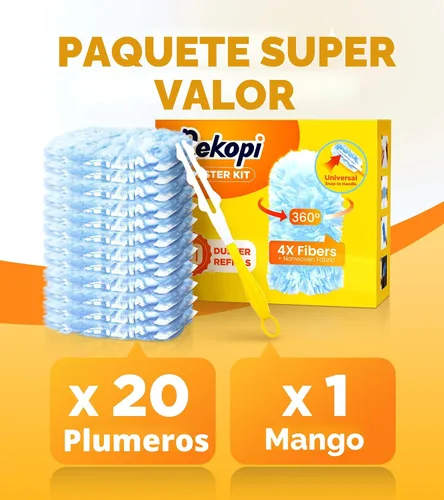 Vista 6 de Recargas de plumero resistentes para Swiffer Duster, 20 unidades de recargas de plumero con 1 asa, plumeros multisuperficie de 360° con 4