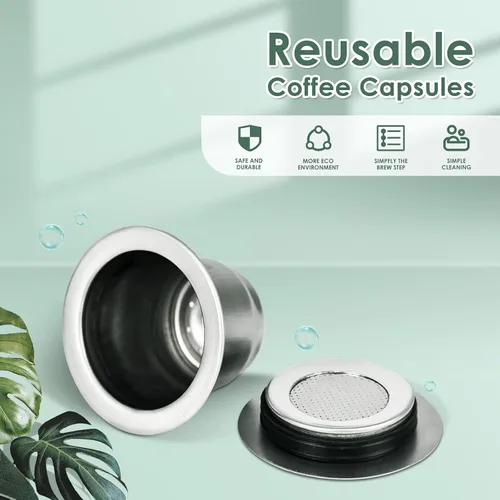 Vista 6 de LIHONG - Cápsulas de café reutilizables de acero inoxidable, cápsulas de café reutilizables, cápsulas de espresso reutilizables compatibles