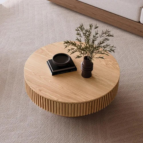 Vista 44 de Mesa de centro redonda de 27.55 pulgadas para sala de estar, mesas modernas, centro pequeño con patrón de mármol superior para apartamento, oficina