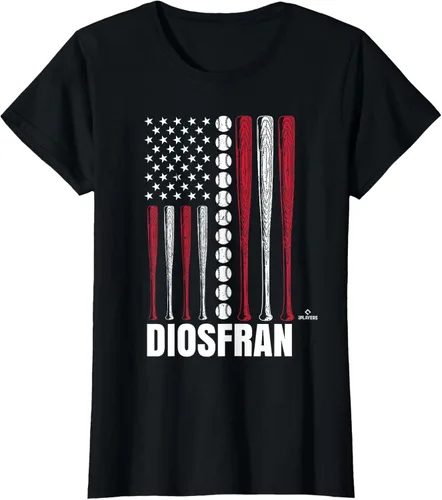 Vista 18 de Baseball American Flag Diosfran Cabeza Prospect Baseball Fan T-Shirt