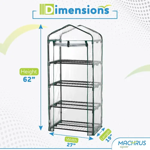 Vista 2 de Ogrow® Mini invernadero portátil, con cubierta y estantes de 4 niveles Transparente