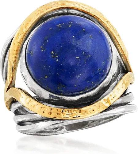 Vista 4 de Ross-Simons Pearl or Gemstone Openwork Ring in Silver and 14kt Yellow Gold