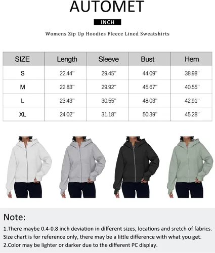 Vista 6 de AUTOMET Sudaderas con capucha y cremallera para mujer, chaquetas de forro polar, sudaderas de gran tamaño, trajes de moda de otoño, suéteres 2024