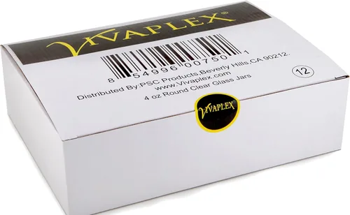Vista 2 de vivaplex, 12, transparente, 4 oz, redondo tarros de vidrio, con forro interior y negro tapas