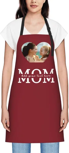 Vista 45 de Delantales personalizados para mujer, diseño de delantal de chef ajustable con nombre, textos, fotos, flores, regalos para el día de la madre