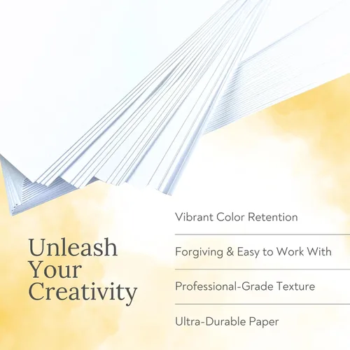 Vista 6 de 50 hojas de papel de acuarela blanco prensa fría (300GSM, 8.5 x 11)