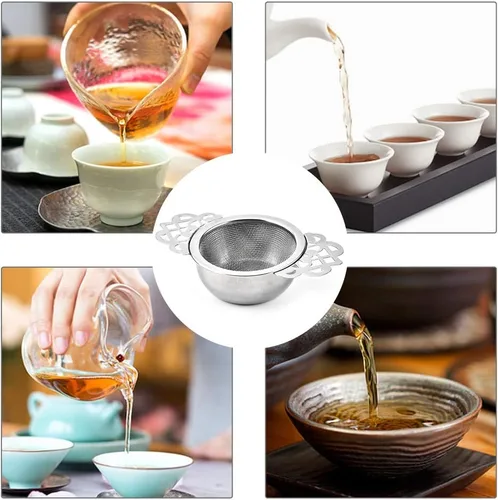 Vista 4 de Picowe Paquete de 2 coladores de té, coladores de té plateados de acero inoxidable para té suelto de malla fina para boca de taza de 2.5 a 4 pulgadas