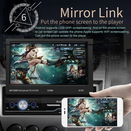 Vista 2 de Radio de coche 1 DIN MP5 reproductor de 7 pulgadas Bluetooth HD GPS pantalla retráctil USB iOS Android 8.1 navegación cámara de visión trasera