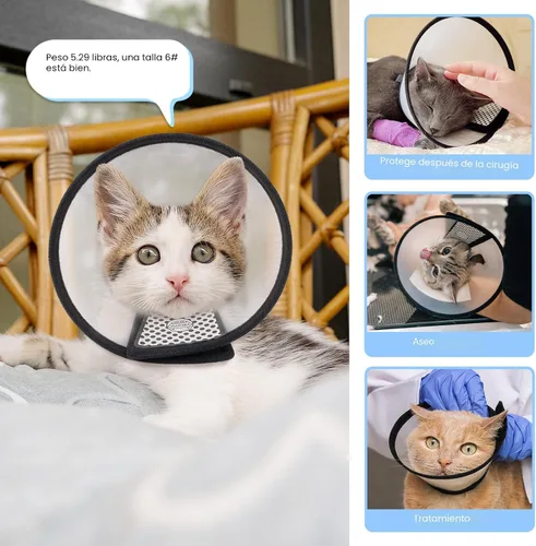 Vista 8 de Cono de recuperación para mascotas, collar isabelino para gatos cachorros, conejos, de plástico, antimordidas, antilamidas para cicatrización