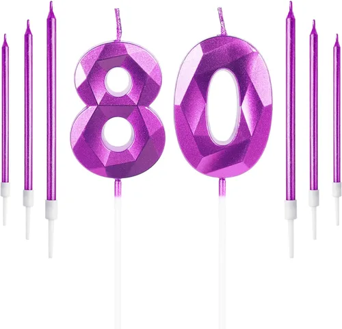 Vista 33 de Vela rosa de cumpleaños número 1 con 6 velas largas, decoraciones de decoración de pastel para fiesta de niña de 1 año, suministros de celebración