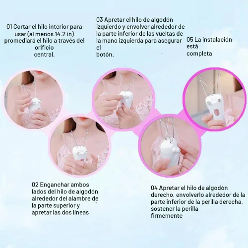 Vista 5 de Ejoyous Depiladora eléctrica de hilo de cejas de cara, carga USB, máquina de depilación de hilo de algodón, mujeres niñas damas