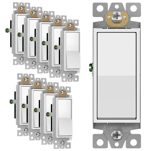 Vista 41 de ENERLITES - Interruptor de palanca decorativo de encendido/apagado con placas de pared, unipolar, 3 cables, tornillo de conexión a tierra, grado