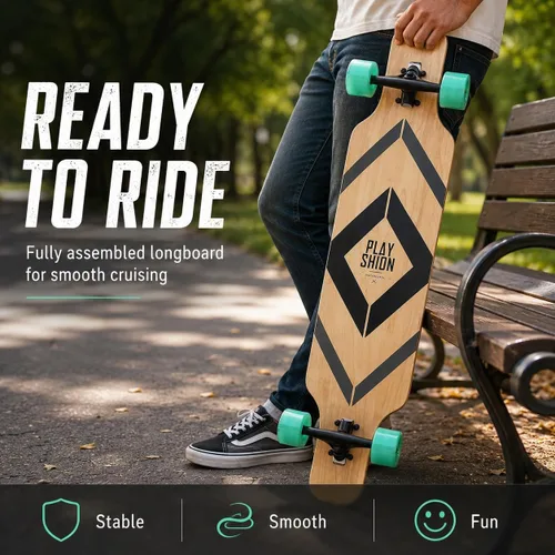 Vista 8 de Playshion Drop Through Freestyle - Patineta de tablero largo