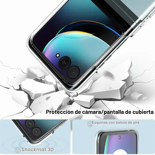 Vista 4 de Foluu Funda para Motorola Razr+ 2023, funda protectora de policarbonato duro transparente para Moto Razr+ 2023 (transparente)