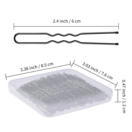 Vista 2 de IKOCO - Horquillas para el pelo en forma de U de 2.4 pulgadas para moños de ballet para mujer con caja de almacenamiento Sujeción segura, sin