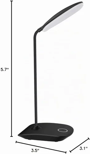 Vista 7 de DEEPLITE Lámpara de escritorio LED con cuello de cisne flexible de 3 niveles de brillo, lámpara de mesa a pilas de control táctil de 5 W, lámpara