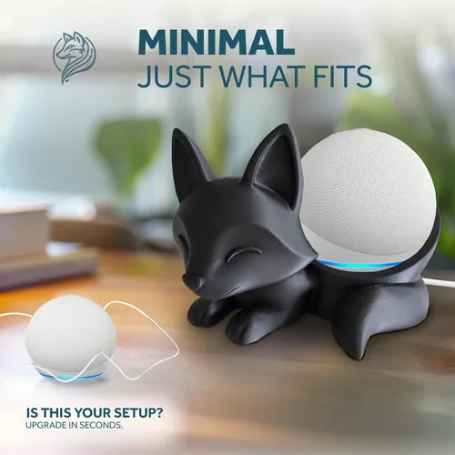 Vista 3 de Sleeping Fox Stand – 3D Printed Echo Dot Stand & Alexa Stand, Decorative Smart Speaker Alexa Holder in Eco-Friendly PLA, Anti-Slip Base, Compatible