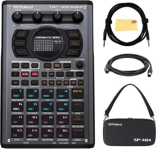 Vista 14 de Roland SP-404MKII Paquete creativo de muestreador y efector con cable MIDI, cable de instrumento y paño de pulido de Austin Bazaar