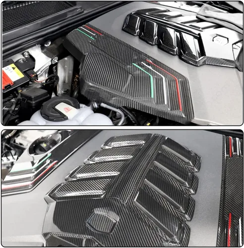 Vista 2 de AMNOOL Kit de cubierta de válvula de motor de fibra de carbono seca para Lamborghini Urus 2018-2022 Base Sport Utility 4 puertas Auto Hood Bonnet