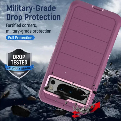Vista 2 de YmhxcY Funda para Pixel 8 Pro con protector de pantalla integrado, a prueba de caídas, 3 capas, funda duradera, a prueba de golpes, protección