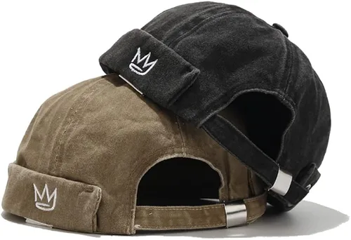 Vista 3 de Gorro de algodón para hombre, diseño retro sin bordes, sin aleros, estilo hip hop, para hombre