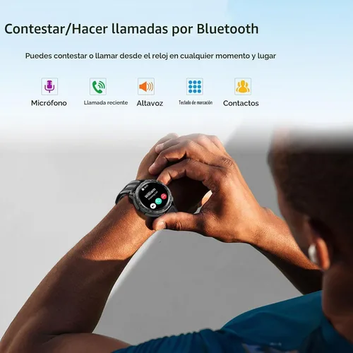 Vista 2 de VIRAN Relojes inteligentes militares para hombres, reloj inteligente resistente al agua 5ATM con llamada Bluetooth (respuesta/llamada de marcación)