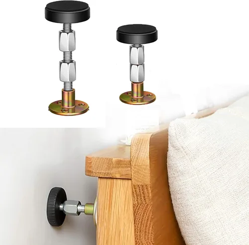 Vista 9 de Krisler Marco de cama de hierro ajustable herramienta antivibración, 1.181-1.732 in, protección de pared, fácil instalación, diseño moderno