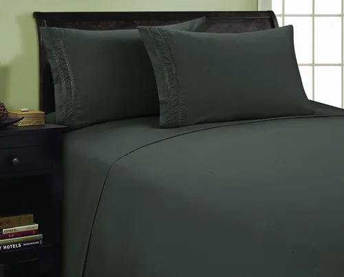 Vista 11 de Elegant Comfort 1800 Premier Chain Design - Juego de sábanas de 4 piezas, lujoso, sedoso, suave, resistente a las arrugas y a la decoloración