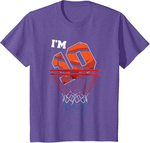 Vista 43 de Camiseta de regalo de cumpleaños con red de baloncesto de 10 años, Negro