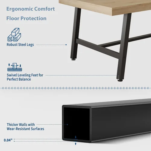 Vista 6 de IDEALHOUSE Mesa de comedor rústica para 6-8 personas, mesa de cocina rectangular de 70 pulgadas de largo, mesas de cocina de madera industrial