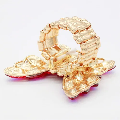 Vista 5 de Lavencious Anillo elástico de mariposa con encanto de cristal para mujer, tamaño libre para 7-9