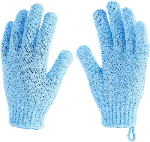 Vista 9 de 4 pares de guante exfoliante; exfoliante para cuerpo para Ducha y baño, guantes de esponja de lufa limpiadores en 4 colores variados para hombres