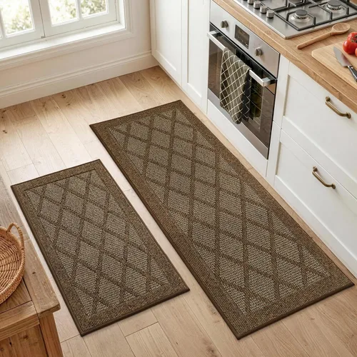 Vista 27 de COSY HOMEER Juegos de 2 Alfombras de Cocina Lavables Antideslizantes Tapetes de Cocina para Piso Absorbentes Alfombra Corredor de Cocina