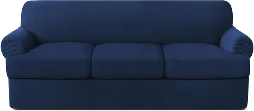 Vista 9 de Fundas para sofá de 2 piezas con cojines en forma de T, fundas de sofá de alta elasticidad para sofá de 1 cojín con 1 fundas individuales de cojín