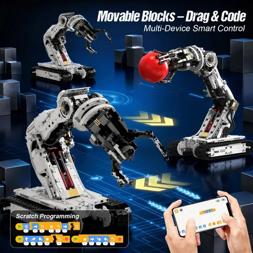 Vista 3 de Gohero Kit de brazo de robot con seguimiento técnico 1468PCS STEM Control