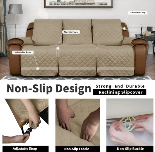 Vista 4 de Easy-Going Funda de sofá reclinable de gran tamaño, reversible para sillón reclinable de 3 asientos, funda de sofá dividida para cada asiento