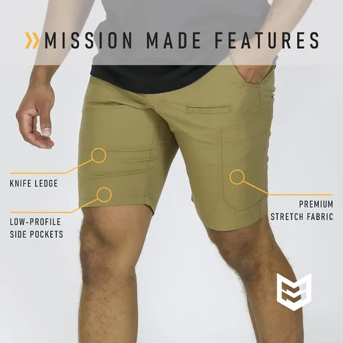 Vista 2 de Mission Made Pantalones cortos tácticos para hombre, repelentes al agua, ligeros, elásticos de primera calidad, pantalones cortos de trabajo