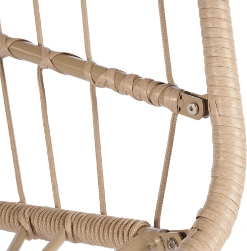 Vista 6 de Jardín al aire libre Rattan Huevo Swing Silla Colgante Silla Madera+Cojín Rojo