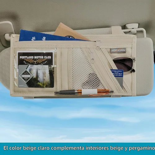 Vista 4 de High Road Organizador de visera de coche y soporte para documentos para Beige Bronceado