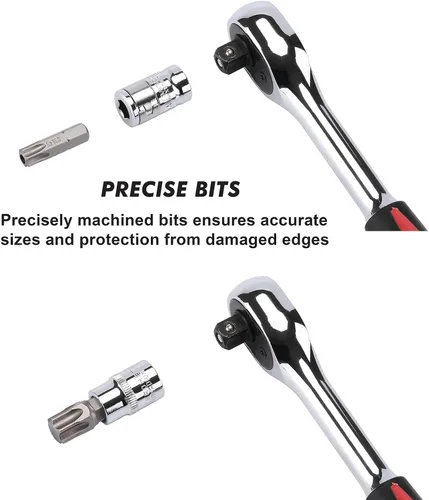 Vista 8 de CASOMAN 34 piezas de 3/8 pulgadas Torx Bit Socket y E-Torx (estrella) Juego de zócalos de acero CR-V y S2, E4-E20, T10-T60, a prueba