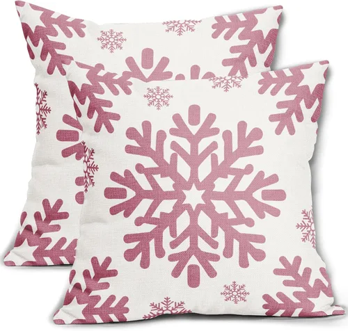 Vista 30 de Fundas de almohada decorativas de Navidad negras 40x40 cm con copos de nieve blancos de Navidad, juego de 2, temática rústica de invierno