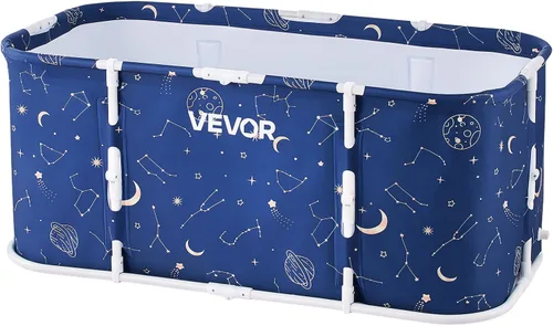 Vista 9 de VEVOR Portable Foldable Bathtub 47.2"x23.6"x19.7" Soaking for Adults Blue